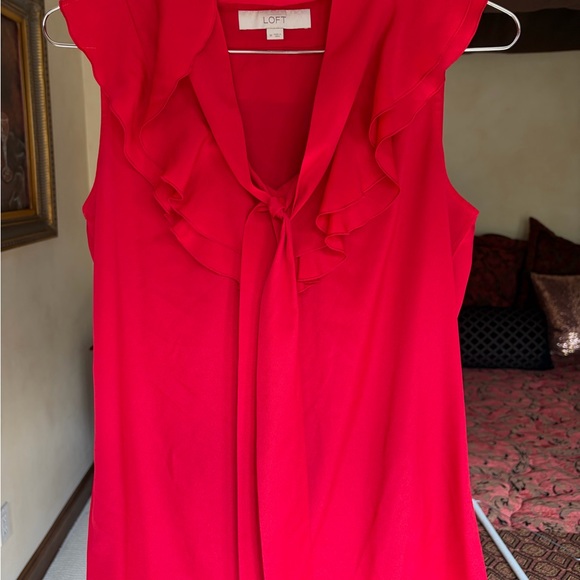 LOFT Bright Pink Ruffle Blouse - Picture 5 of 7